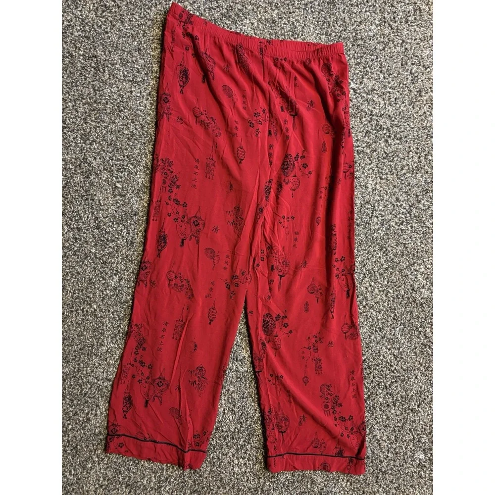Soft Surroundings Lounge Pajama Pants Red Asian Lantern Med H5‎